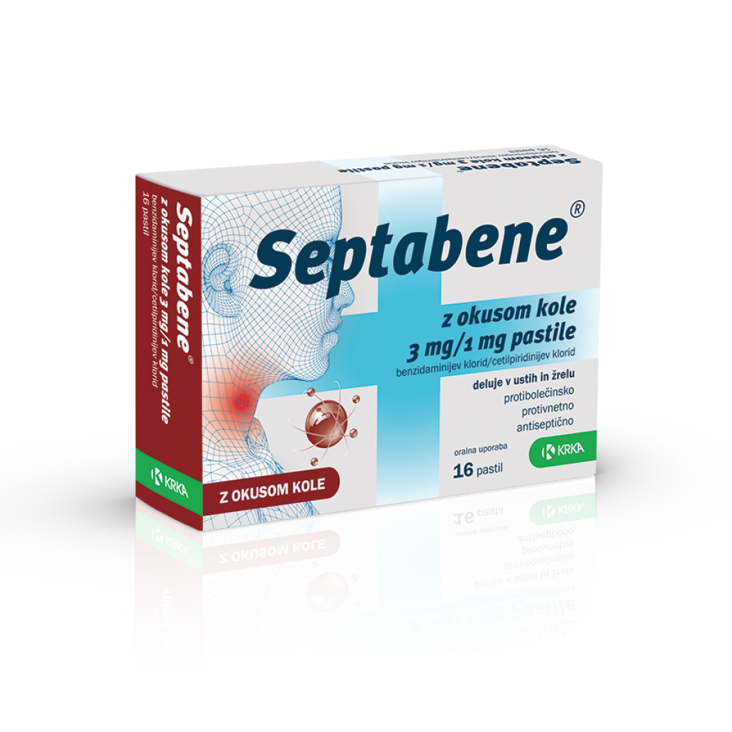 Septabene z okusom kole, 16 pastil
