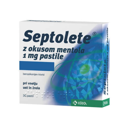 Septolete z okusom mentola, 30 pastil